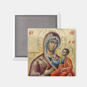 Theotokos (Maagd Maria) en Christus Kind Icoon Magneet (Voorkant / Achterkant)