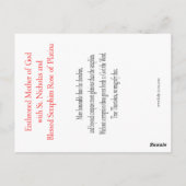 Theotokos met St. Nicholas en Blessed Seraphim Briefkaart (Achterkant)