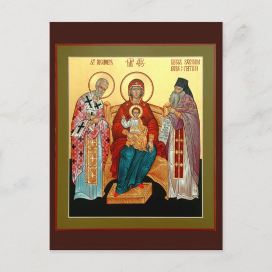 Theotokos met St. Nicholas en Blessed Seraphim Briefkaart (Voorkant)