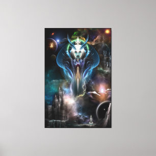 Thera Queen of the Galaxy BLK Border Canvas Afdruk
