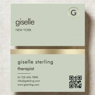 Therapeutisch Counselor Sage Green Goud QR Code Visitekaartje