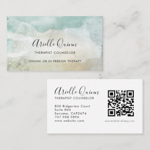 Therapeutisch Counselor Serene Watercolor QR Code Visitekaartje