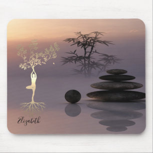 Therapeutische Zen Stenen,Gouden Boom Silhouet Muismat