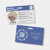 Therapie Dier ID Foto Barcode Deep Blue Badge (Voor- en achterkant)