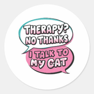 Therapie? Nee Dank Je, Ik Praat Met Mijn Kat Strip Ronde Sticker