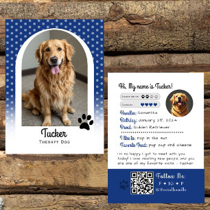 Therapiehond handelskaart Blauwe QR-code Visitekaartje