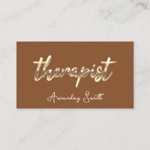 Therapist Golden Script QR Code Logo Brown Visitekaartje