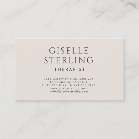 Therapist Psychologist Neutral Modern Visitekaartje (Voorkant)
