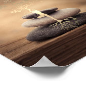 Therapist Zen Stones, Gold Tree Silhouette Brown Poster (Hoek)