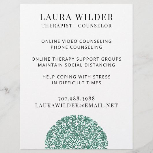 Therapistische raadsman online of telefonisch flyer (Voorkant)