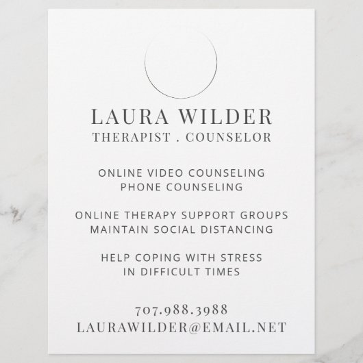 Therapistische raadsman online of telefonisch flyer (Voorkant)