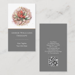 Therapistische spa Succulent Yoga Healing QR Code Visitekaartje
