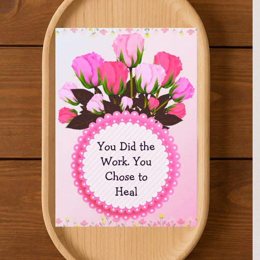 Therapy Completion Card – Pink Floral Empowerment Bedankkaart