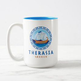 Therasia, Griekenland Grieks scheepsontwerp Tweekleurige Koffiemok