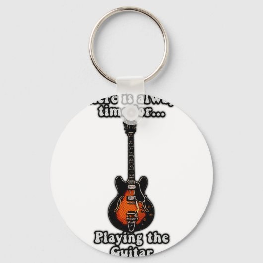 There is always time for playing the guitar. retro sleutelhanger (Voorkant)