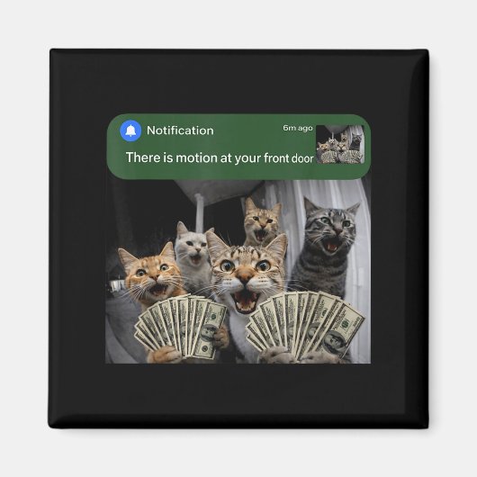 There is motion at front door funny cat motion mem magneet (Voorkant)