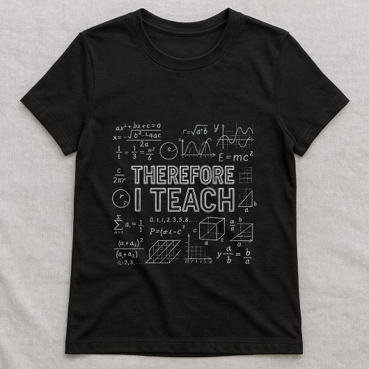 Therefore I Teach Tee; Math Equations Teacher T-shirt