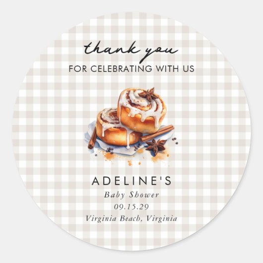 There's a Little Bun in the Oven Baby Shower Ronde Sticker (Voorkant)