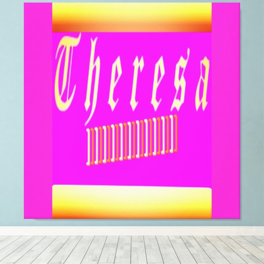 Theresa design schokkend roze en gouden poster canvas afdruk (Insitu (Houten vloer))