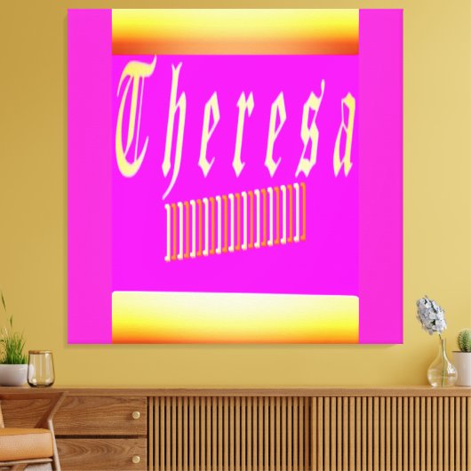 Theresa design schokkend roze en gouden poster canvas afdruk (Insitu (Woonkamer))