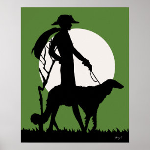 Theresa en vert - Madame d'art déco avec le chien