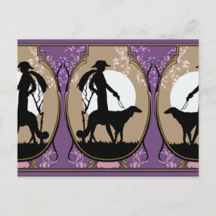 Theresa in Brown & Plum - Art Deco Lady met Dog Briefkaart