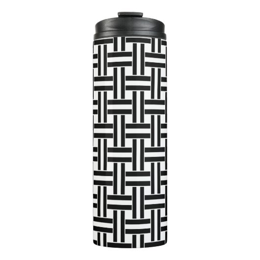 Thermal Tumbler Black & White Square Stripe Thermosbeker (Voorkant)