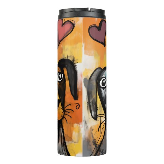 Thermal Tumbler Dog Puppy Red Hearts Thermosbeker (Achterkant)