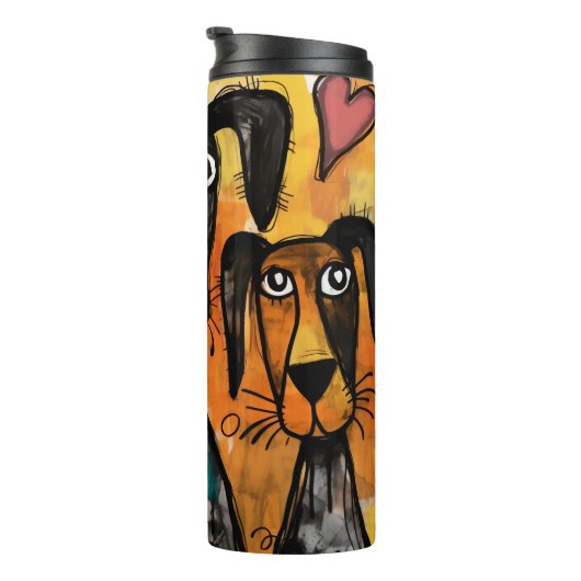 Thermal Tumbler Dog Puppy Red Hearts Thermosbeker (Geroteerd rechts)