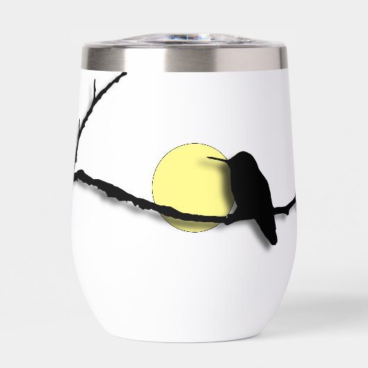 Thermisch wijnglas - Kolibrie op Branch (Voorkant)