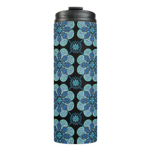 Thermische Tumbler blauw op zwart medaillon Thermosbeker