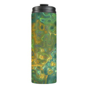 Thermische Tumbler Groen Geel Edelsteen Patroon Thermosbeker
