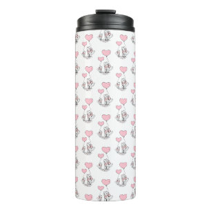 Thermische tumbler katje roze harten thermosbeker