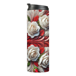Thermische Tumbler met Engels Rozen Ontwerp Thermosbeker