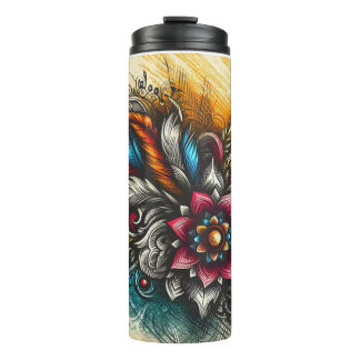 Thermische Tumbler met hand geschetst ontwerp Thermosbeker