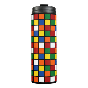 Thermische Tumbler met kleurrijke pleinen Var01 Thermosbeker