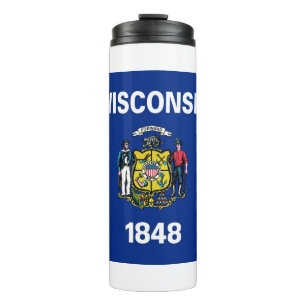 Thermische Tumbler met vlag van Wisconsin, Verenig Thermosbeker
