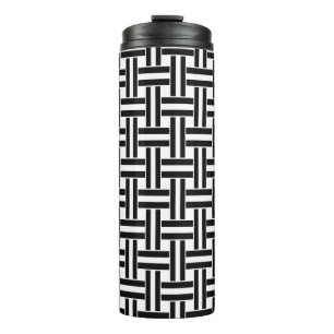 Thermische tumbler zwart & wit vierkante streep thermosbeker