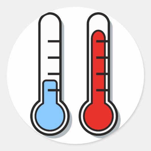 Thermometer kalt warm cold hot ronde sticker (Voorkant)
