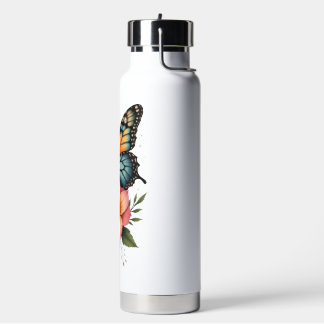 Thermosfles met Vlinder en Bloemen Waterfles