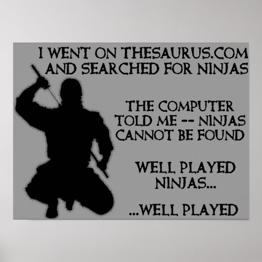 Thesaurus Ninjas Funny Ninja Poster Sign. (Voorkant)