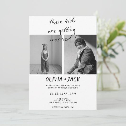 These Kids Are Getting Married Child Photo Wedding Kaart (Staand voorkant)