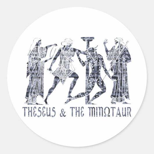Theseus en de Minotaur Ronde Sticker (Voorkant)