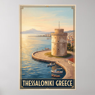 Thessaloniki Griekenland Vintage Retro Reizen Poster