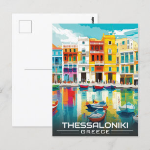 Thessaloniki stad, Griekenland Ladadika District Briefkaart