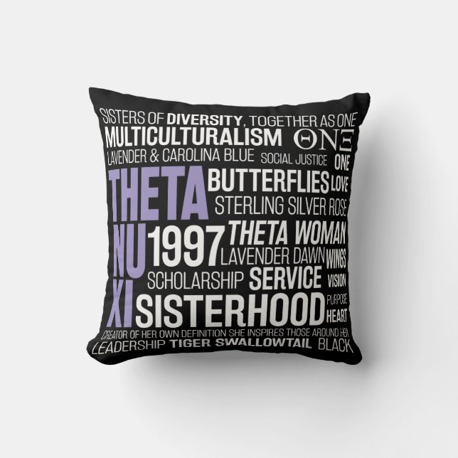 Theta Nu Xi Pillow in Black Kussen (Voorkant)
