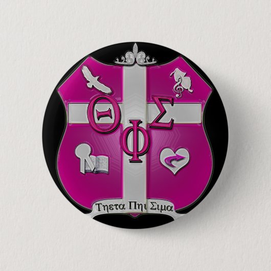 theta phi sigma shield ronde button 5,7 cm (Voorkant)