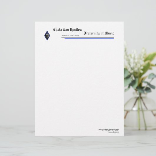 Theta Tau Upsilon Letterhead Briefhoofd Sjabloon (Staand voorkant)