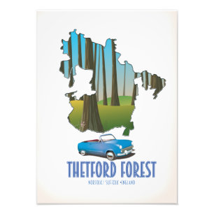 Thetford bos Norfolk Suffolk Engeland kaart Foto Afdruk