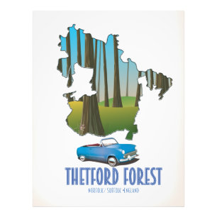 Thetford bos Norfolk Suffolk Engeland kaart Foto Afdruk